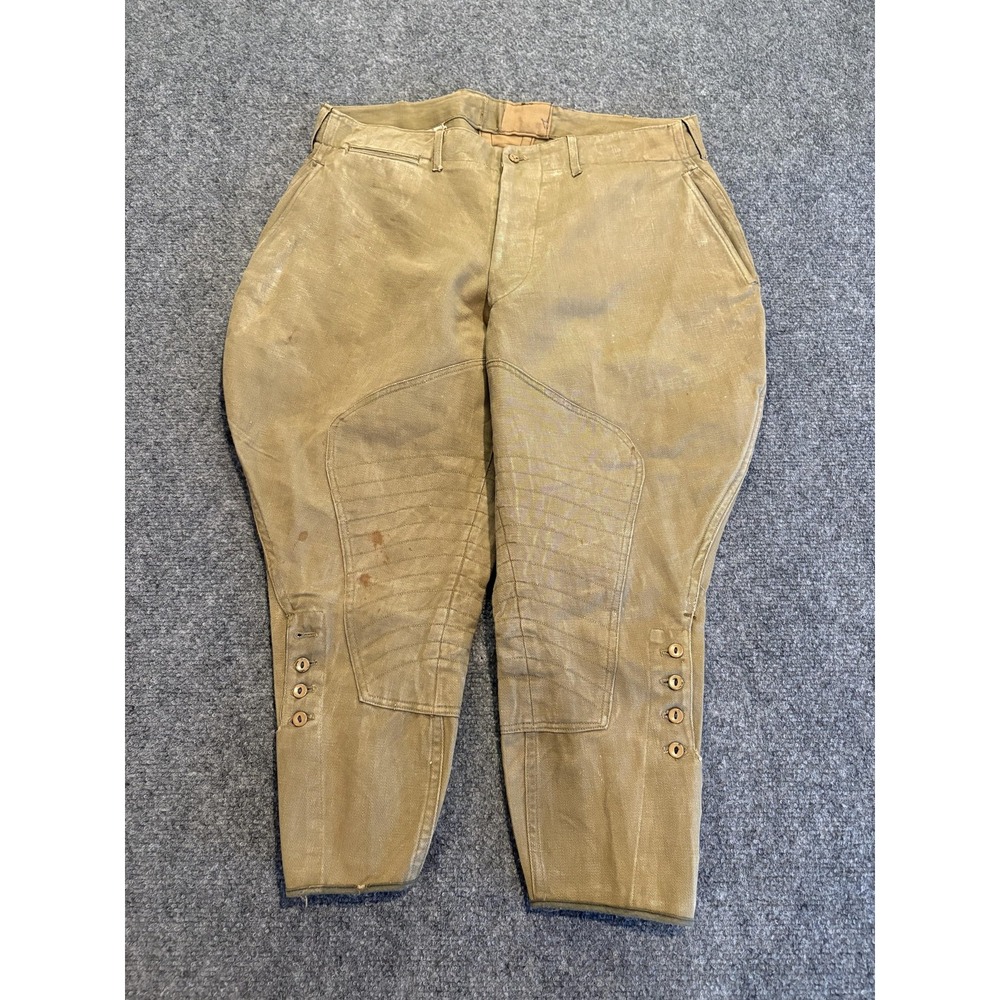 Vintage Jodhpur Pants Mens Medium Khaki Canvas Riding Breeches Button Leg 40s